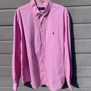 Ralph Lauren Pink/White Button Down Shirt XXL